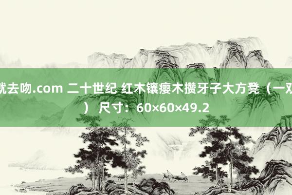 就去吻.com 二十世纪 红木镶瘿木攒牙子大方凳（一双） 尺寸：60×60×49.2