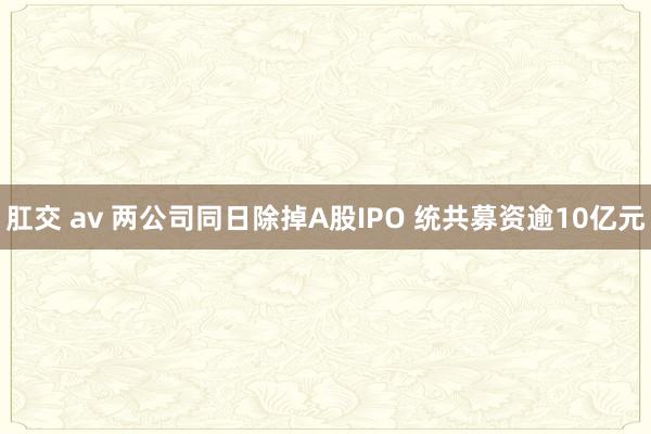 肛交 av 两公司同日除掉A股IPO 统共募资逾10亿元