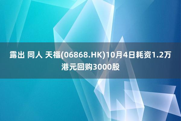 露出 同人 天福(06868.HK)10月4日耗资1.2万港元回购3000股