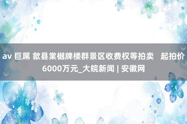 av 巨屌 歙县棠樾牌楼群景区收费权等拍卖   起拍价6000万元_大皖新闻 | 安徽网