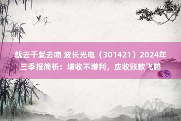 就去干就去吻 波长光电（301421）2024年三季报简析：增收不增利，应收账款飞腾