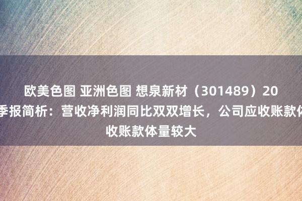 欧美色图 亚洲色图 想泉新材（301489）2024年三季报简析：营收净利润同比双双增长，公司应收账款体量较大