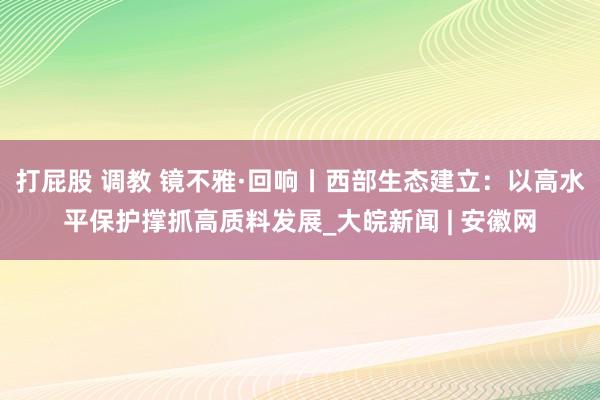 打屁股 调教 镜不雅·回响丨西部生态建立：以高水平保护撑抓高质料发展_大皖新闻 | 安徽网