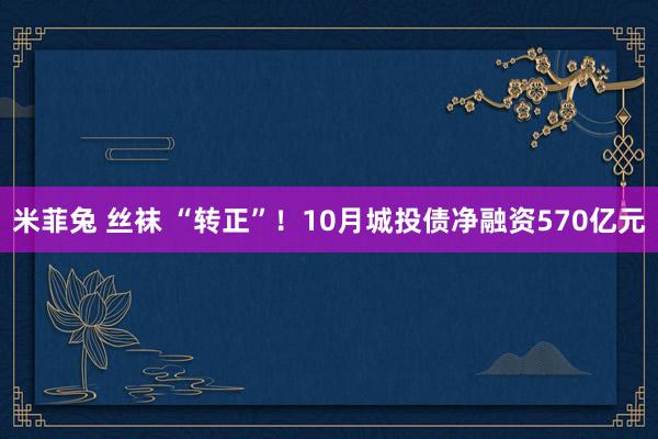 米菲兔 丝袜 “转正”！10月城投债净融资570亿元