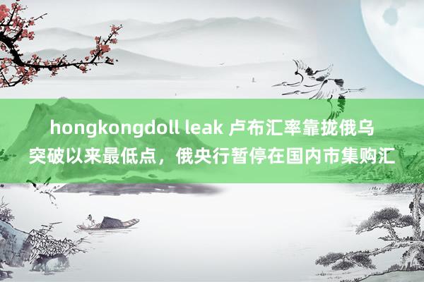 hongkongdoll leak 卢布汇率靠拢俄乌突破以来最低点，俄央行暂停在国内市集购汇