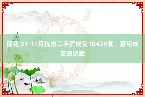 探花 91 11月杭州二手房成交10429套，豪宅成交破记载