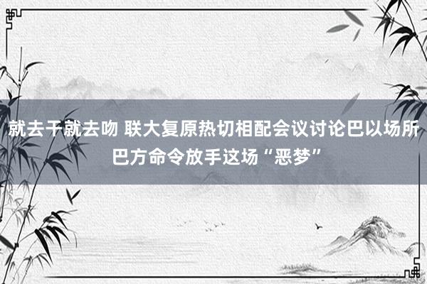 就去干就去吻 联大复原热切相配会议讨论巴以场所 巴方命令放手这场“恶梦”