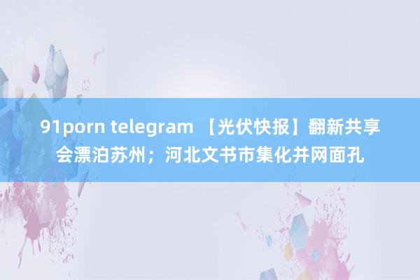 91porn telegram 【光伏快报】翻新共享会漂泊苏州；河北文书市集化并网面孔