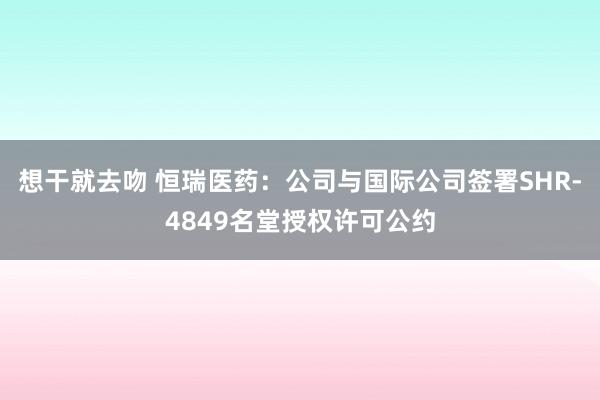 想干就去吻 恒瑞医药：公司与国际公司签署SHR-4849名堂授权许可公约