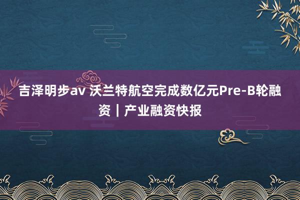 吉泽明步av 沃兰特航空完成数亿元Pre-B轮融资｜产业融资快报