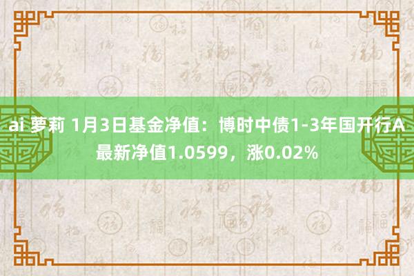 ai 萝莉 1月3日基金净值：博时中债1-3年国开行A最新净值1.0599，涨0.02%