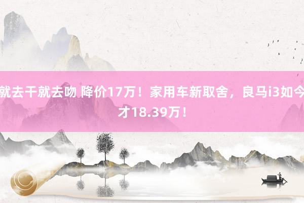 就去干就去吻 降价17万！家用车新取舍，良马i3如今才18.39万！